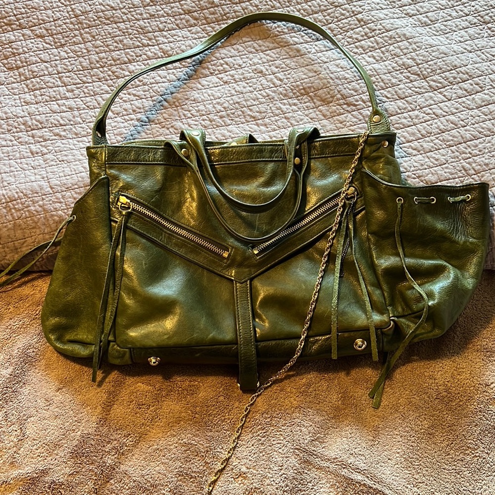 Botkier Olive Leather Shoulder bag with gold hardware